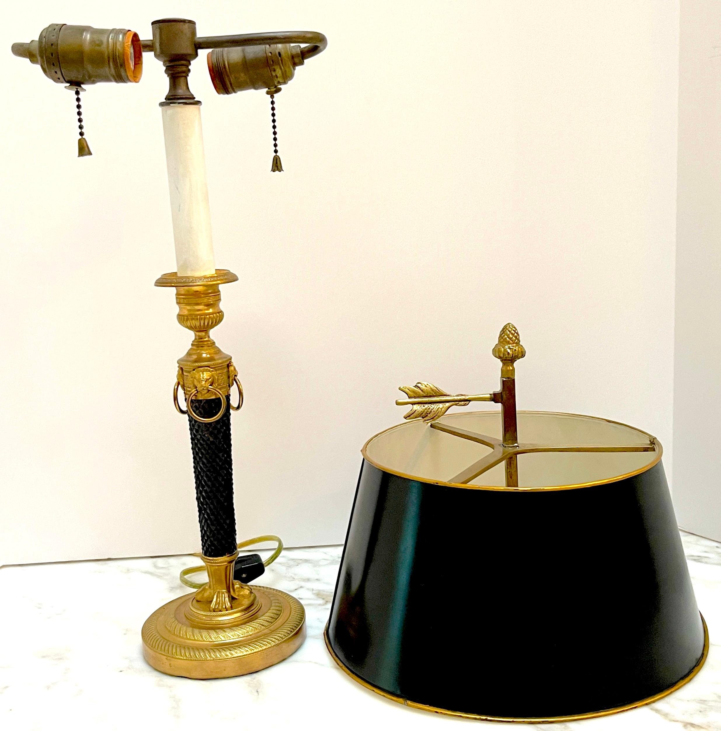 Lampe bouillotte française Directoire en bronze doré et améthyste noire taillée en cristal en vente 1
