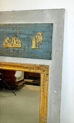 French Directoire Painted And Giltwood Trumeau Mirror
