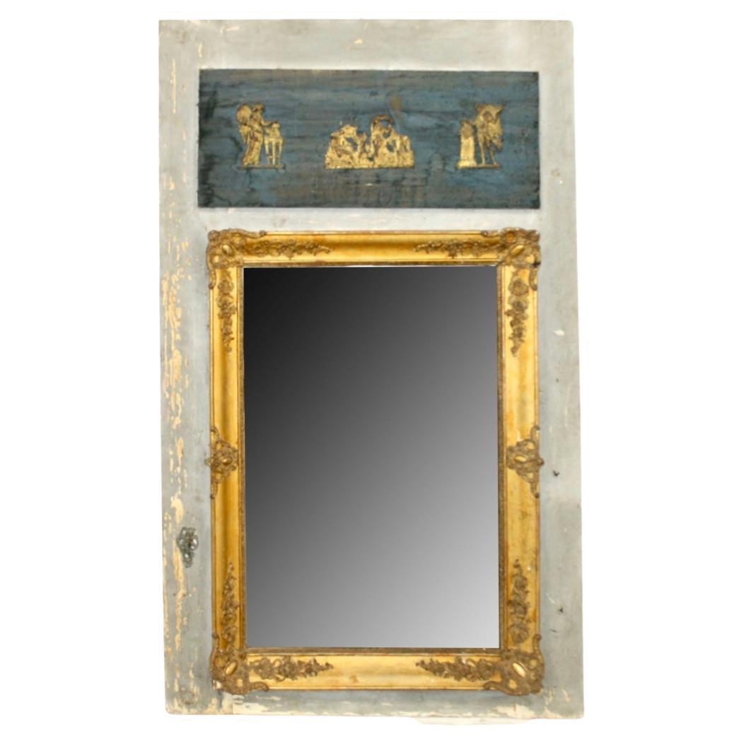 French Directoire Painted And Giltwood Trumeau Mirror