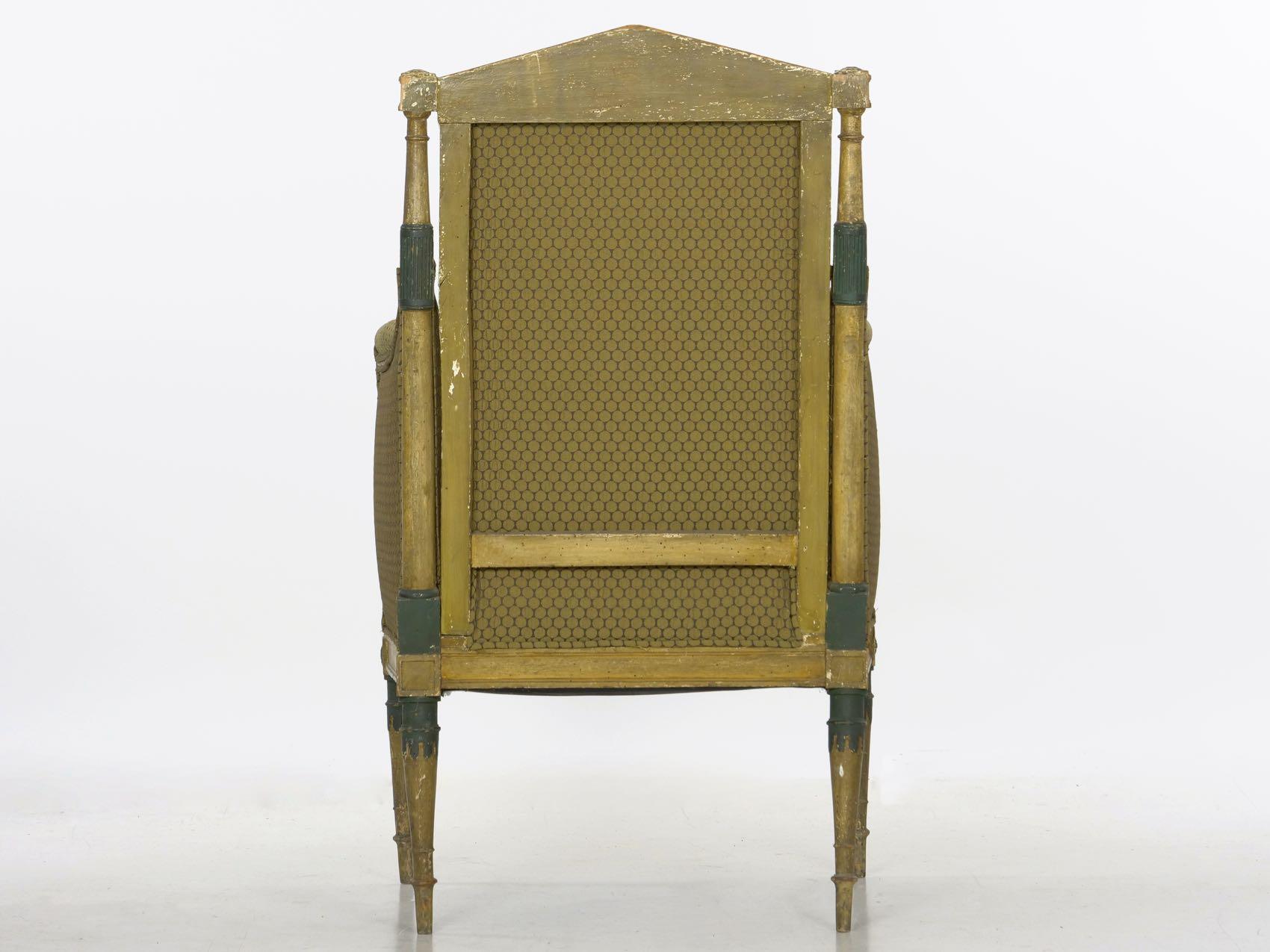 French Directoire Painted Antique Bergère Armchair, 19th Century 5