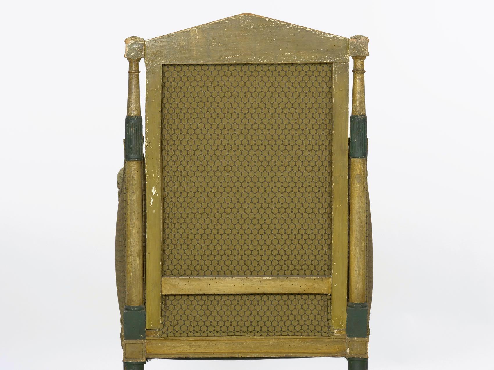 French Directoire Painted Antique Bergère Armchair, 19th Century 6