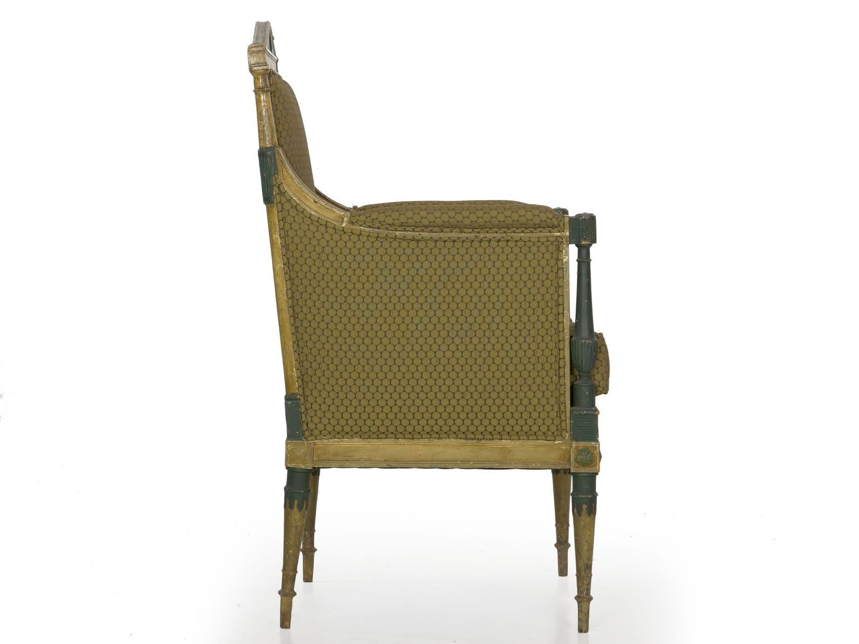 French Directoire Painted Antique Bergère Armchair, 19th Century 9