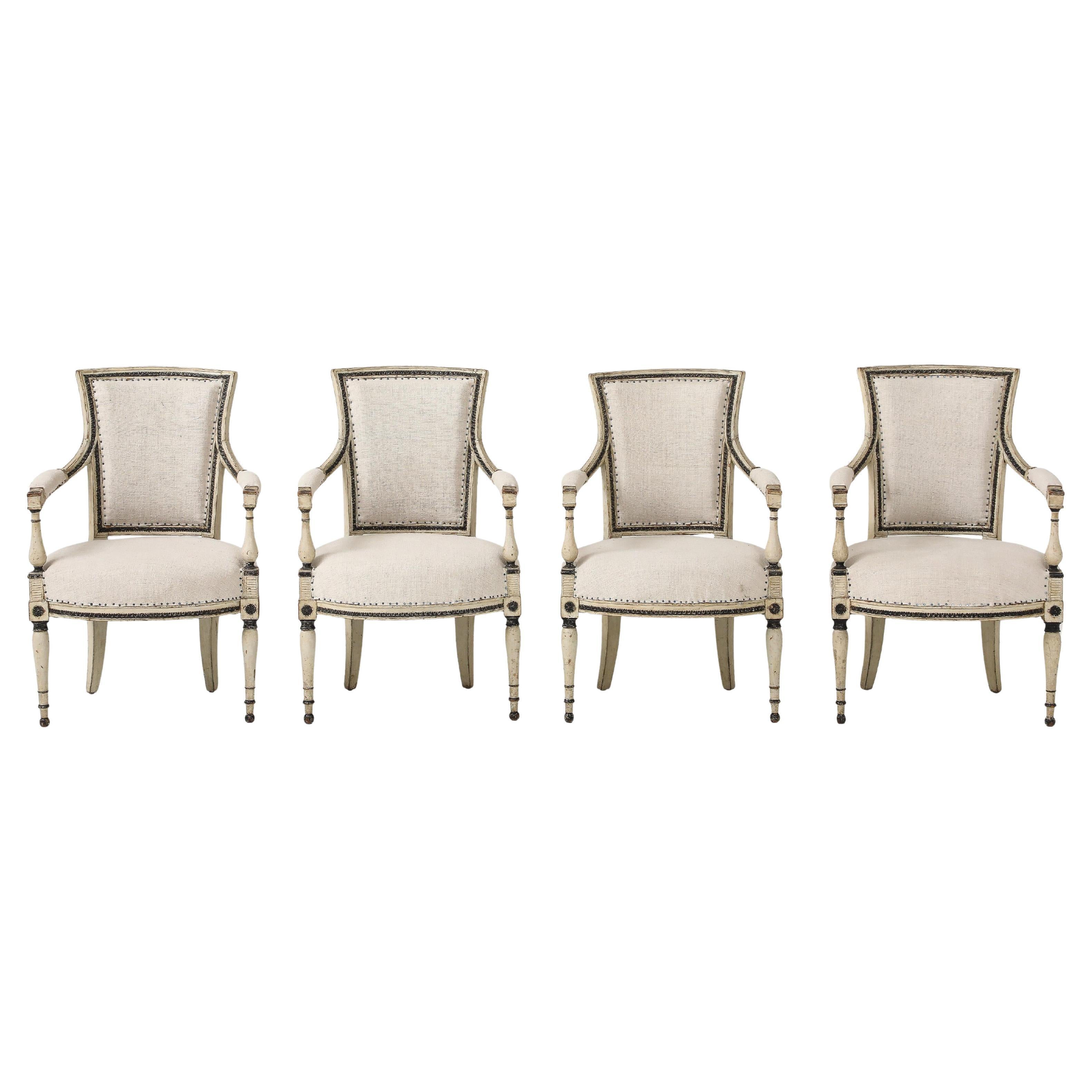 French Directoire Painted Fauteuils in vendita