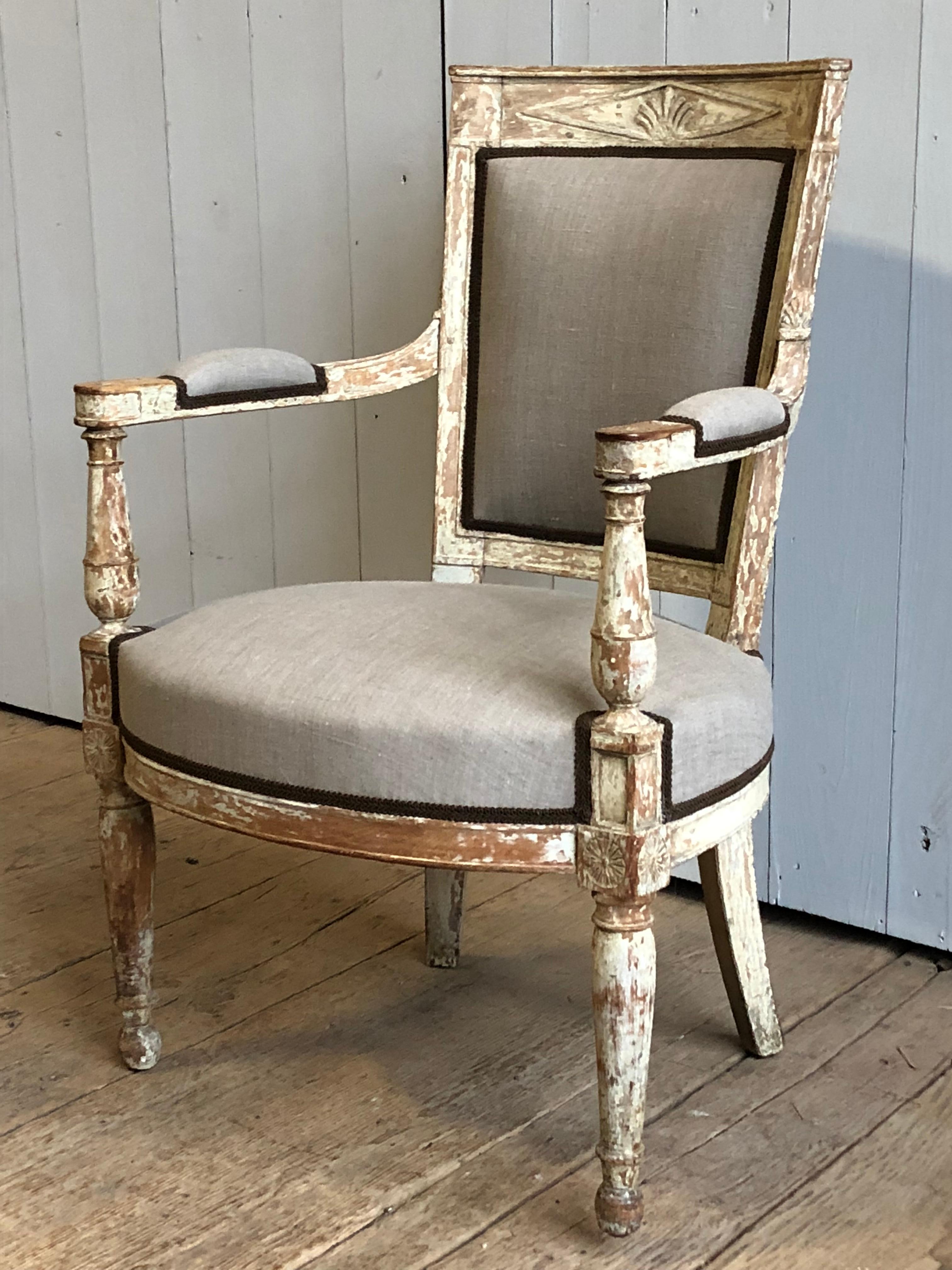 Painted French Directoire Period Armchair, circa 1800