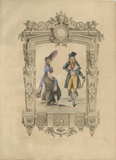 French Directoire Period Costume Lithograph, 1794 – Published 1847