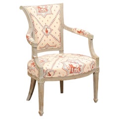 French Directoire Period Late 18th Century Armchair with Out-Scrolling Back
