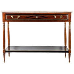 French Directoire Period Mahogany and Carrara Marble Console Top, circa 1798