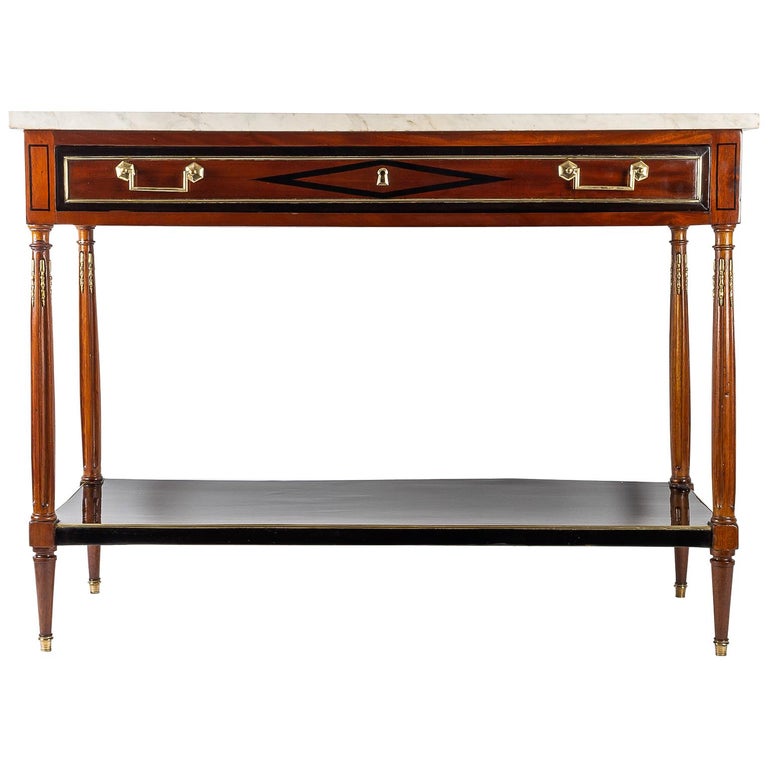 French Directoire Period Mahogany and Carrara Marble Console Top, circa 1798 For Sale