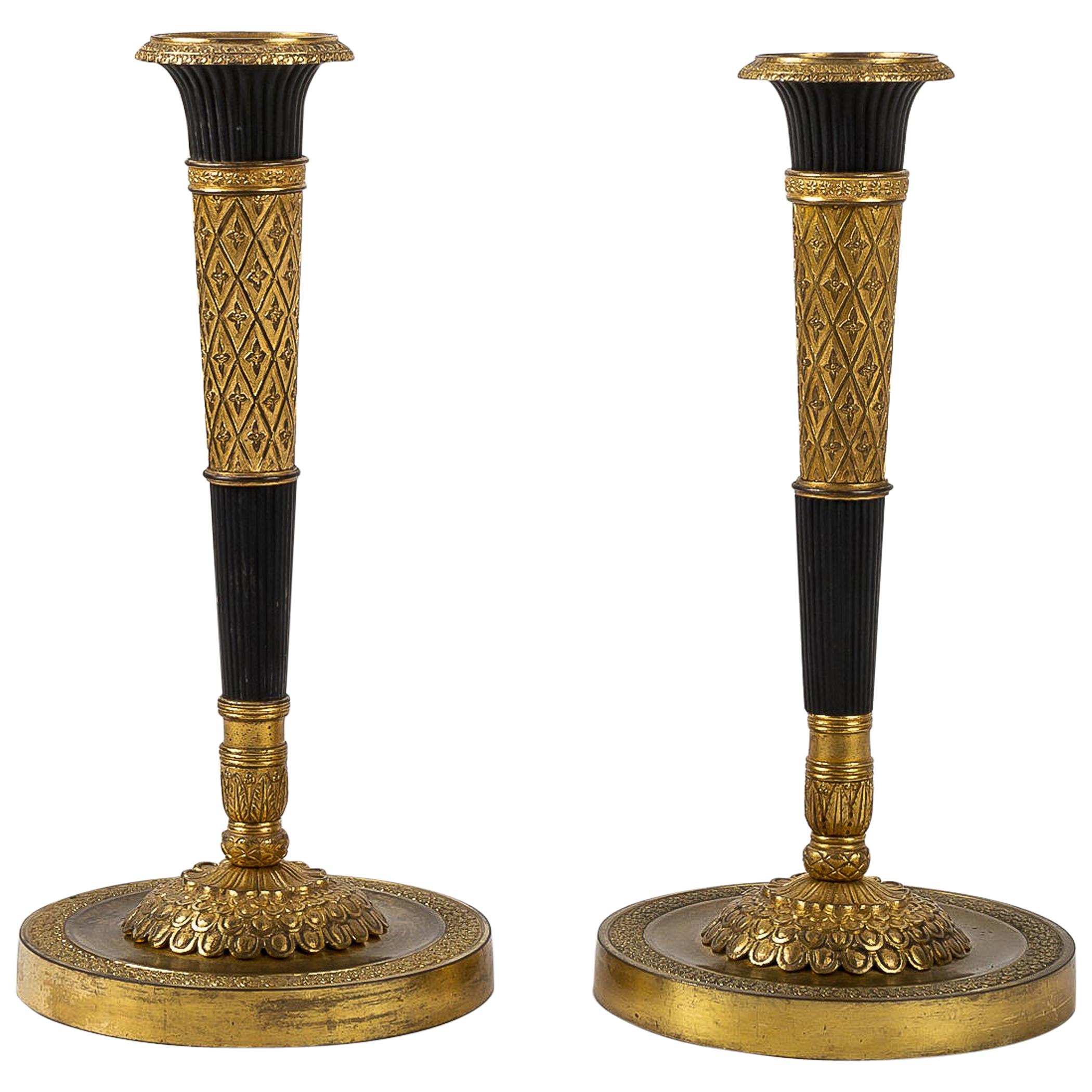 French Directoire Period Pair of French Candlesticks, circa 1798 For Sale