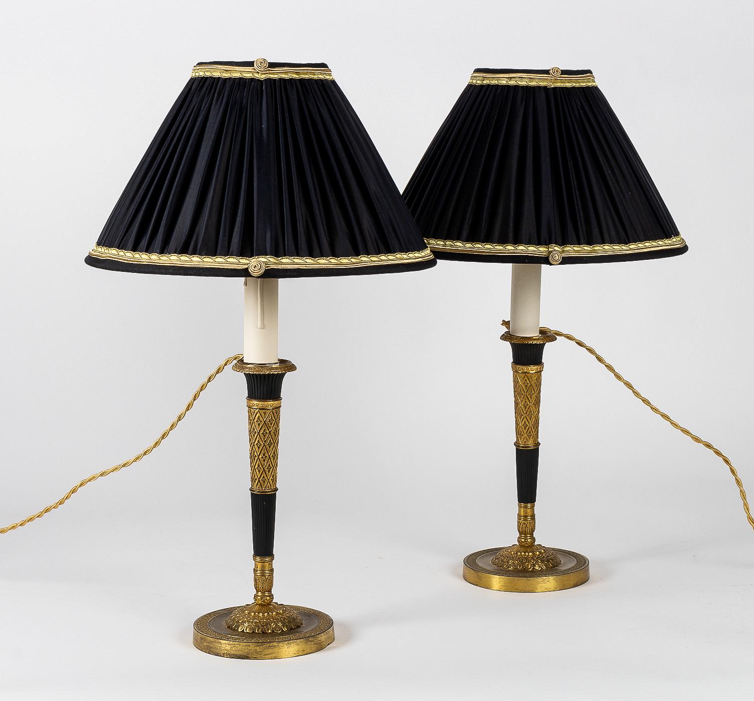French Directoire Period Pair of French Candlesticks Converted in Table-Lamps 8
