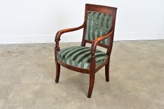 French Directoire Period Striped Velvet Fauteuil