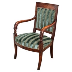 French Directoire Period Striped Velvet Fauteuil