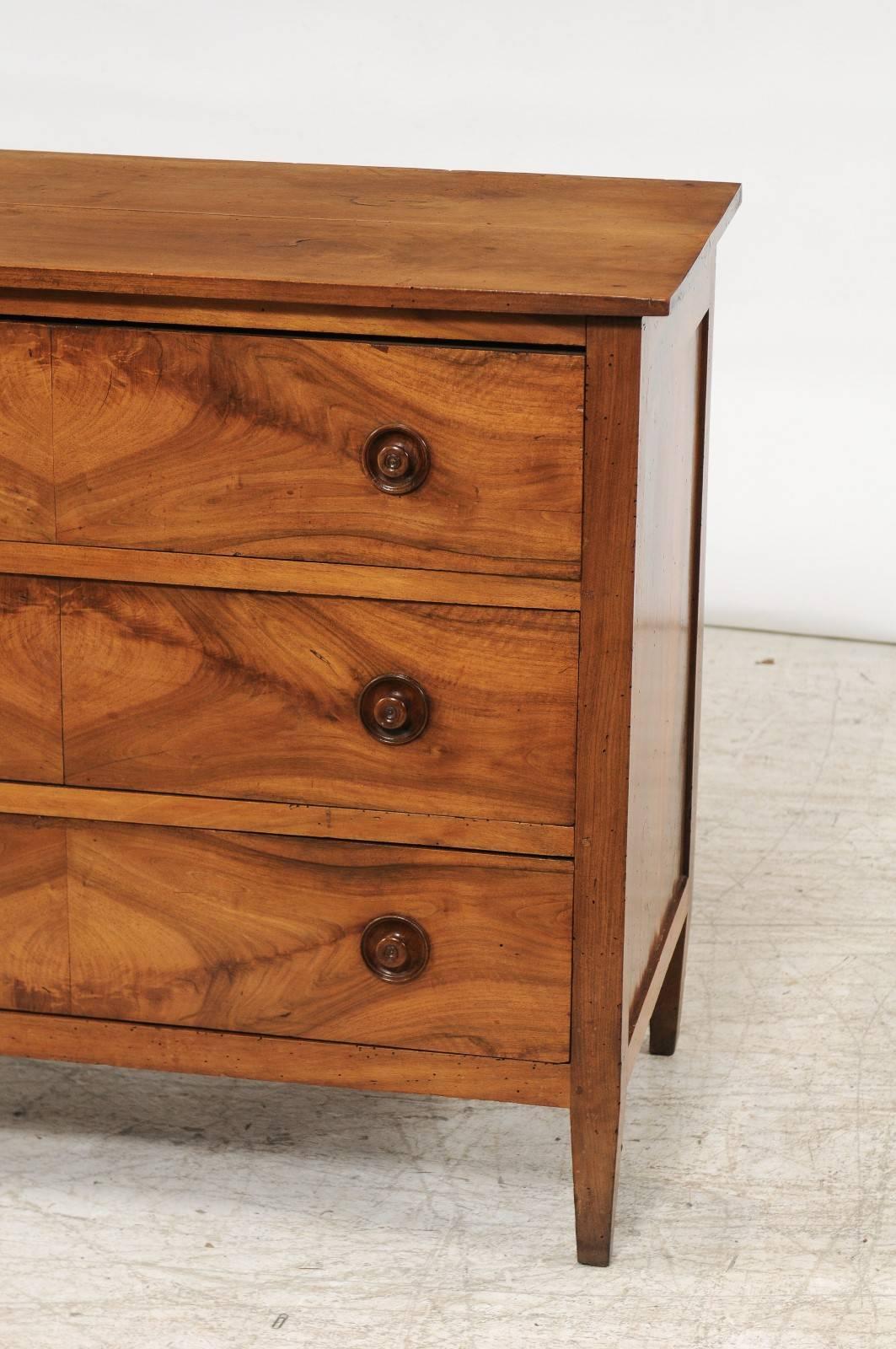 French Directoire Period Three-Drawer Chest with Bookmarked Walnut Veneer 6