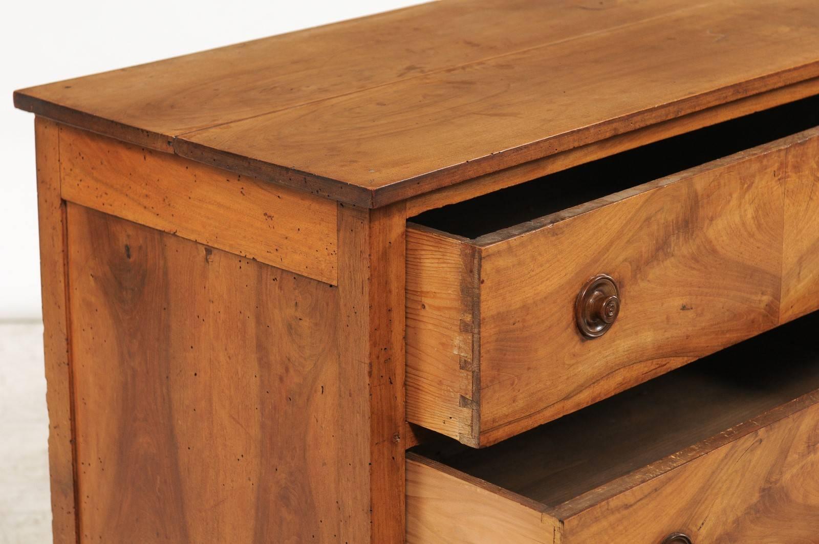 French Directoire Period Three-Drawer Chest with Bookmarked Walnut Veneer 1