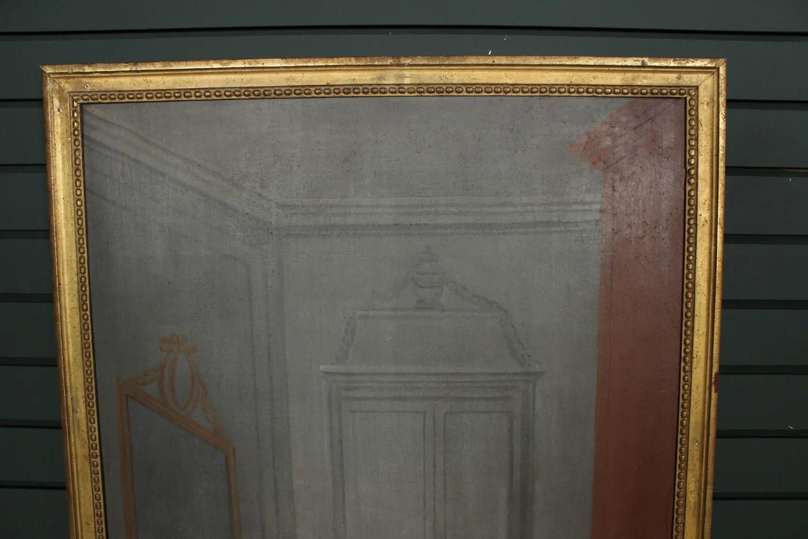 Französischer Trumeau-Spiegel aus der französischen Directoire-Periode, Innenszene, um 1800 im Angebot 1