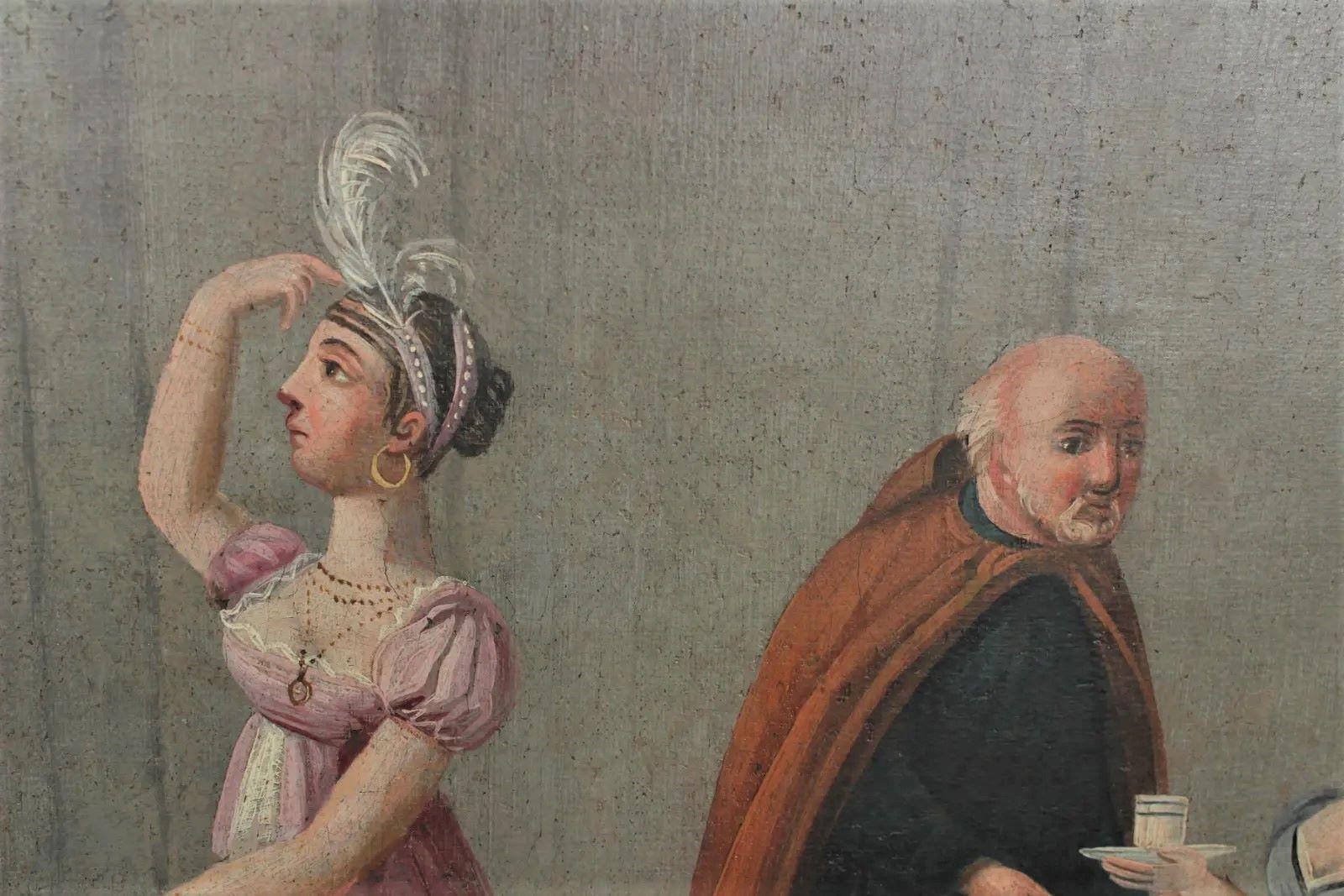 Französischer Trumeau-Spiegel aus der französischen Directoire-Periode, Innenszene, um 1800 im Angebot 2