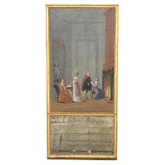 French Directoire Period Trumeau Mirror, Interior Scene, Circa 1800