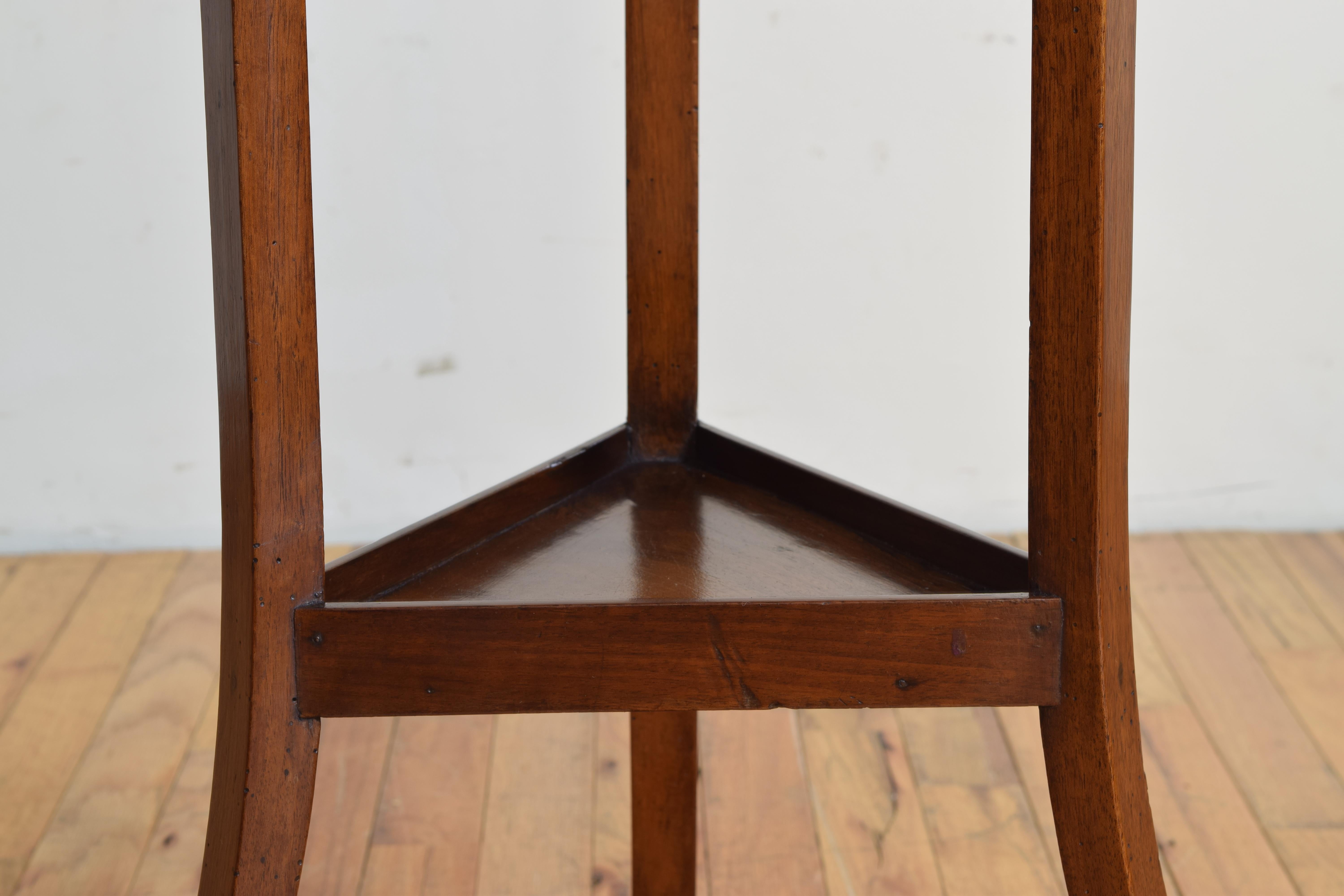 French Directoire Period Walnut Hexagonal 1-Drawer Pedestal Table 2