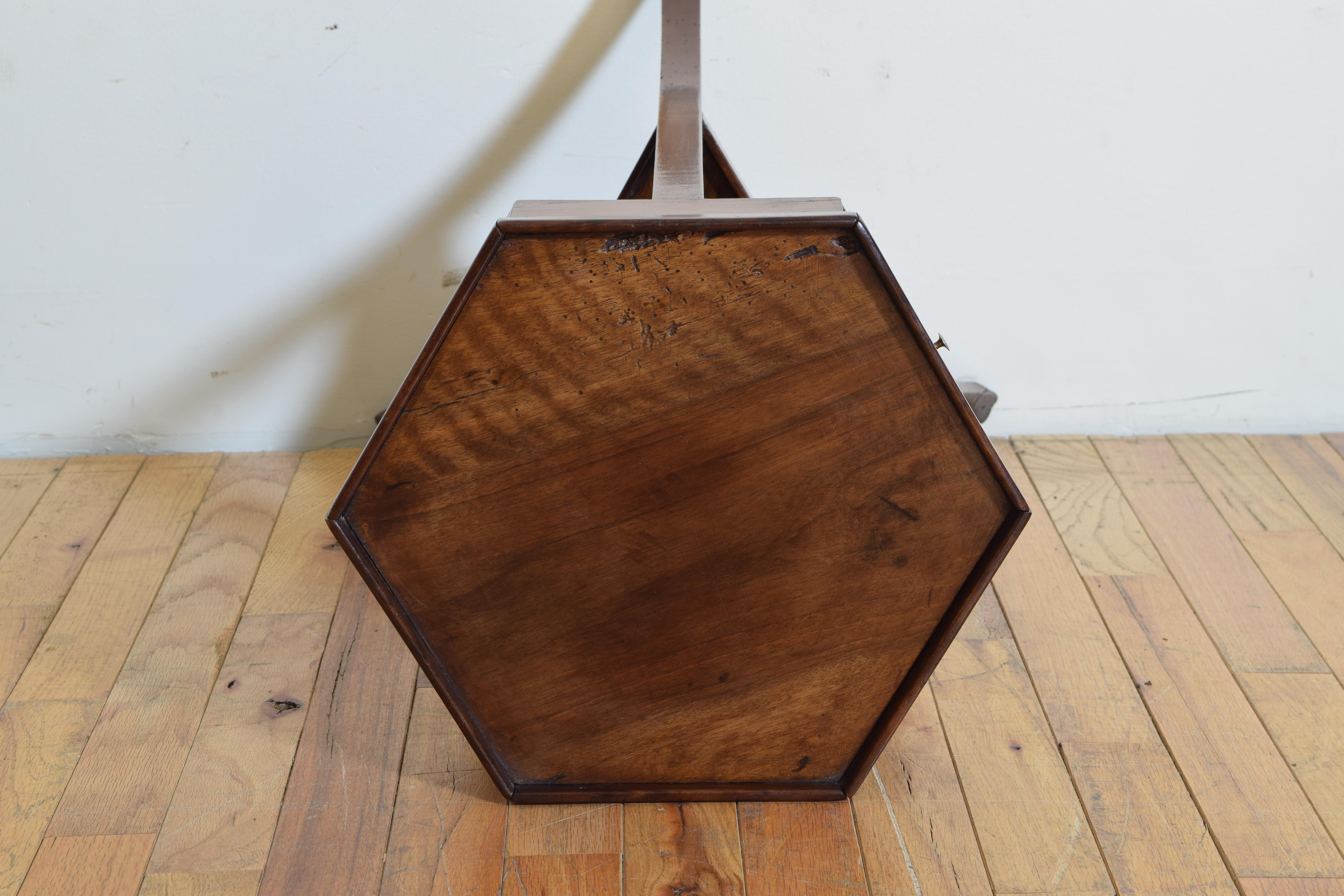 French Directoire Period Walnut Hexagonal 1-Drawer Pedestal Table 5