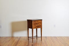 French Directoire Period Walnut Tiered 3-Drawer Marble-Top Commode, 19th Century