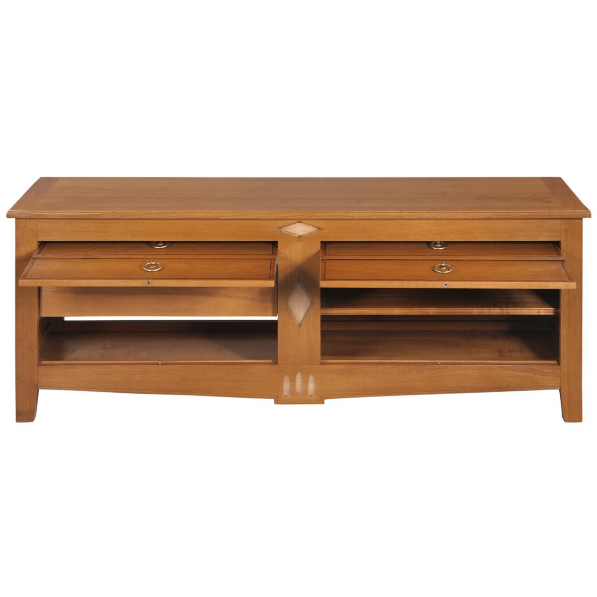 Fatto a mano Mobile TV in stile Direttorio francese reinterpretato in Oak massiccio con 2 ante a ribalta in vendita