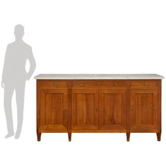 French Directoire st. Cherrywood, ebonized Fruitwood and marble signed buffet