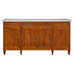 French Directoire st. Cherrywood, ebonized Fruitwood and marble signed buffet