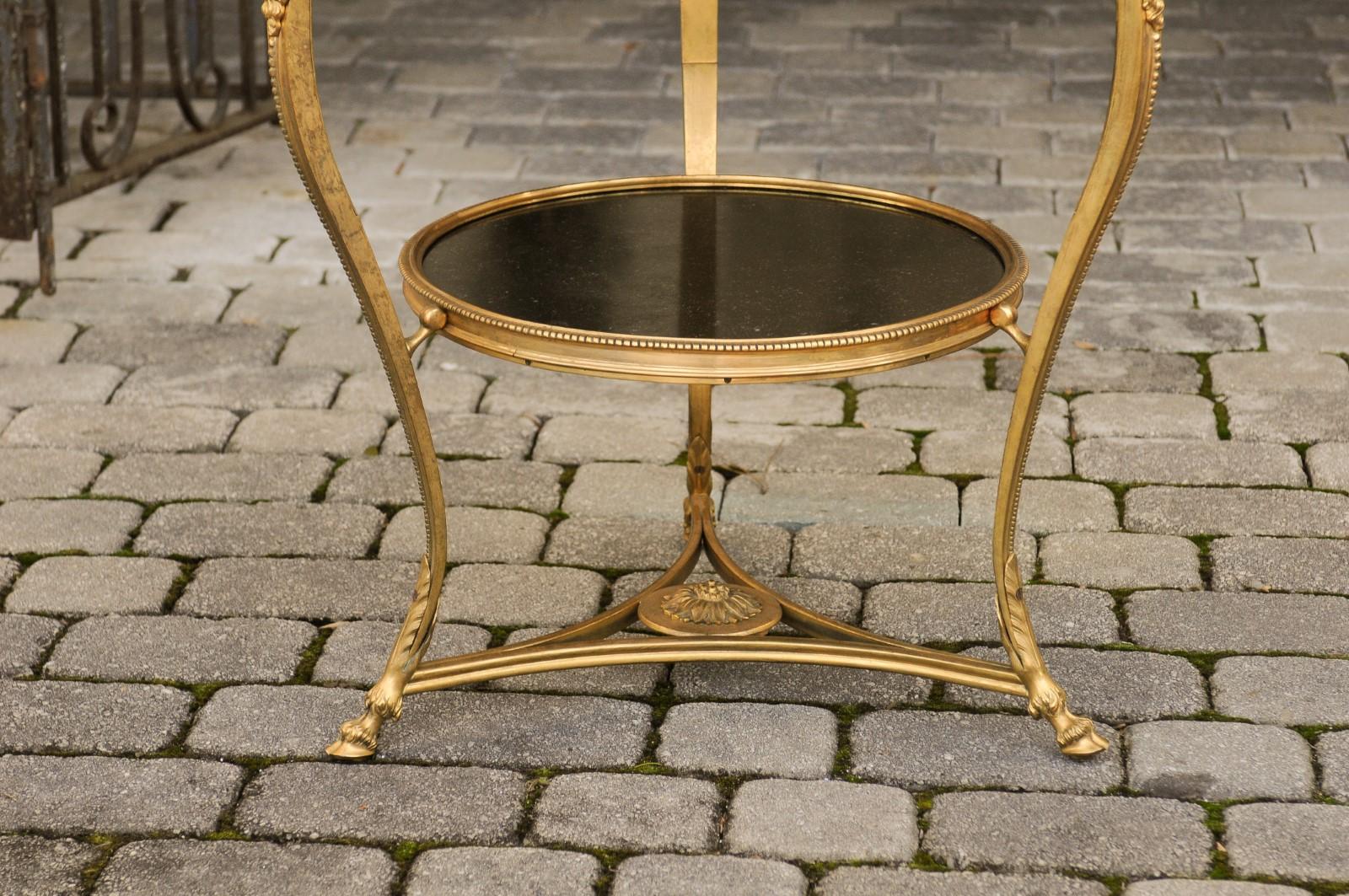 French Directoire Style 1920s Gilt Bronze Guéridon with Marble Top and Ram Heads 9