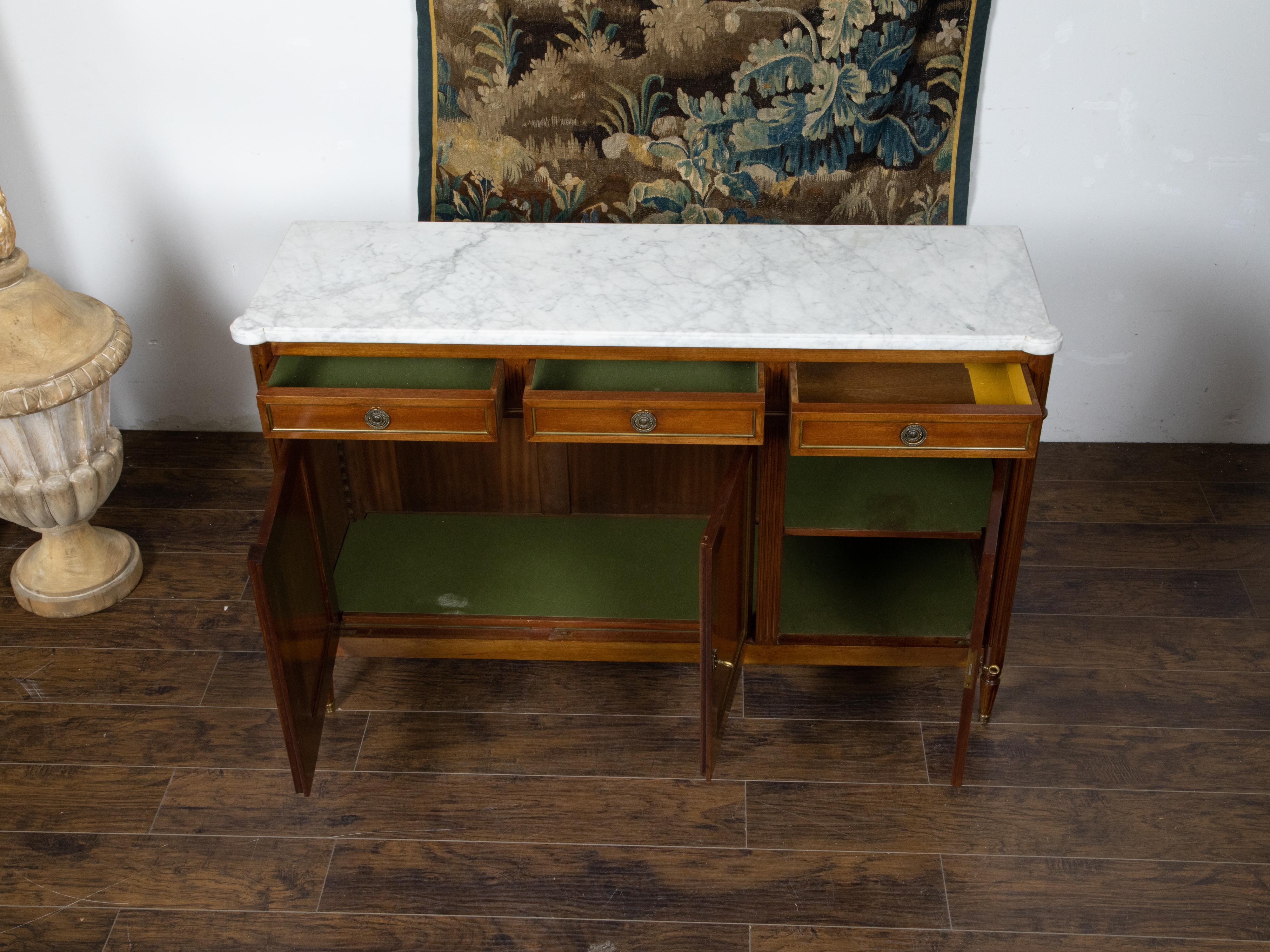 French Directoire Style 19th Century Mahogany Sideboard with White Marble Top 6
