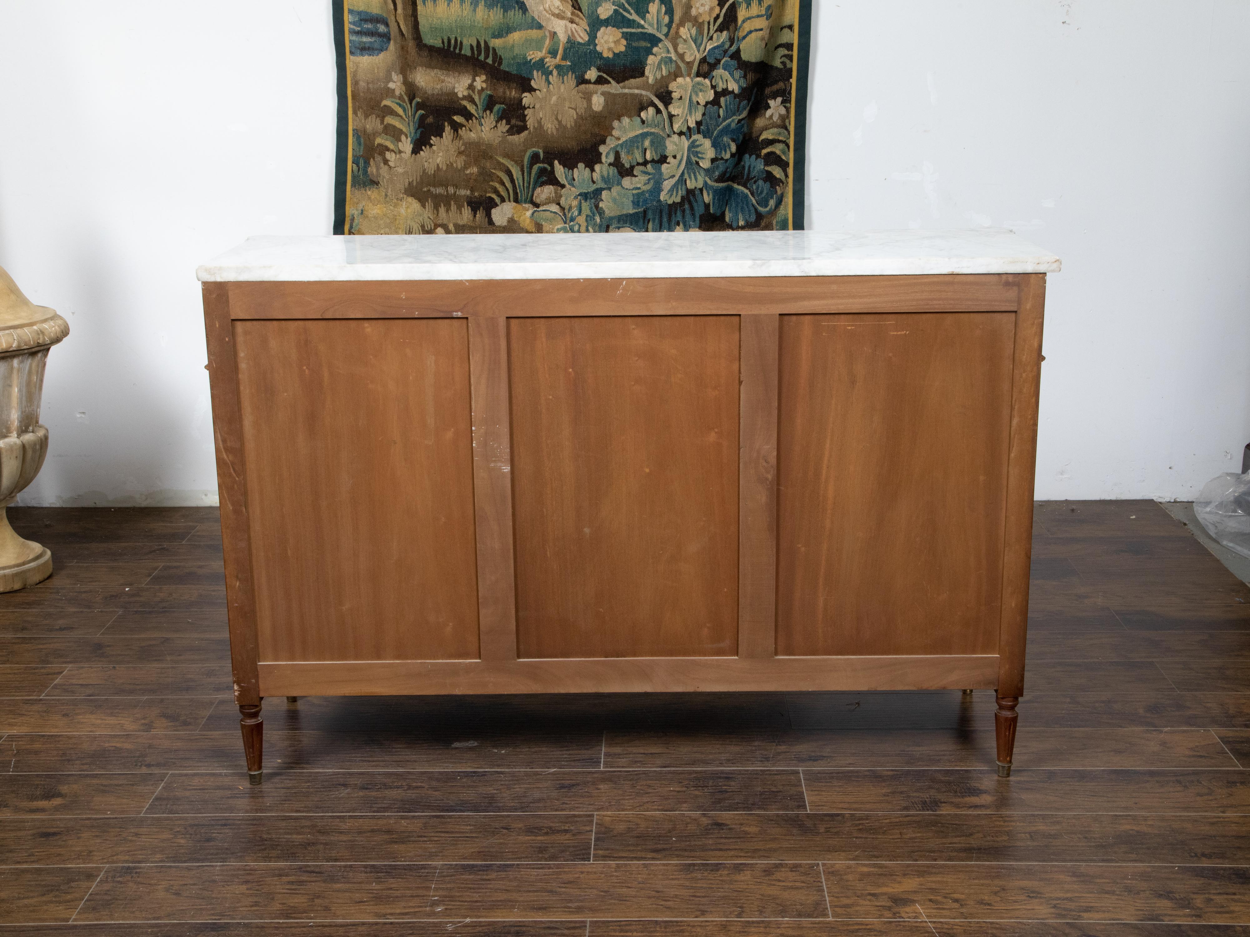 French Directoire Style 19th Century Mahogany Sideboard with White Marble Top 1