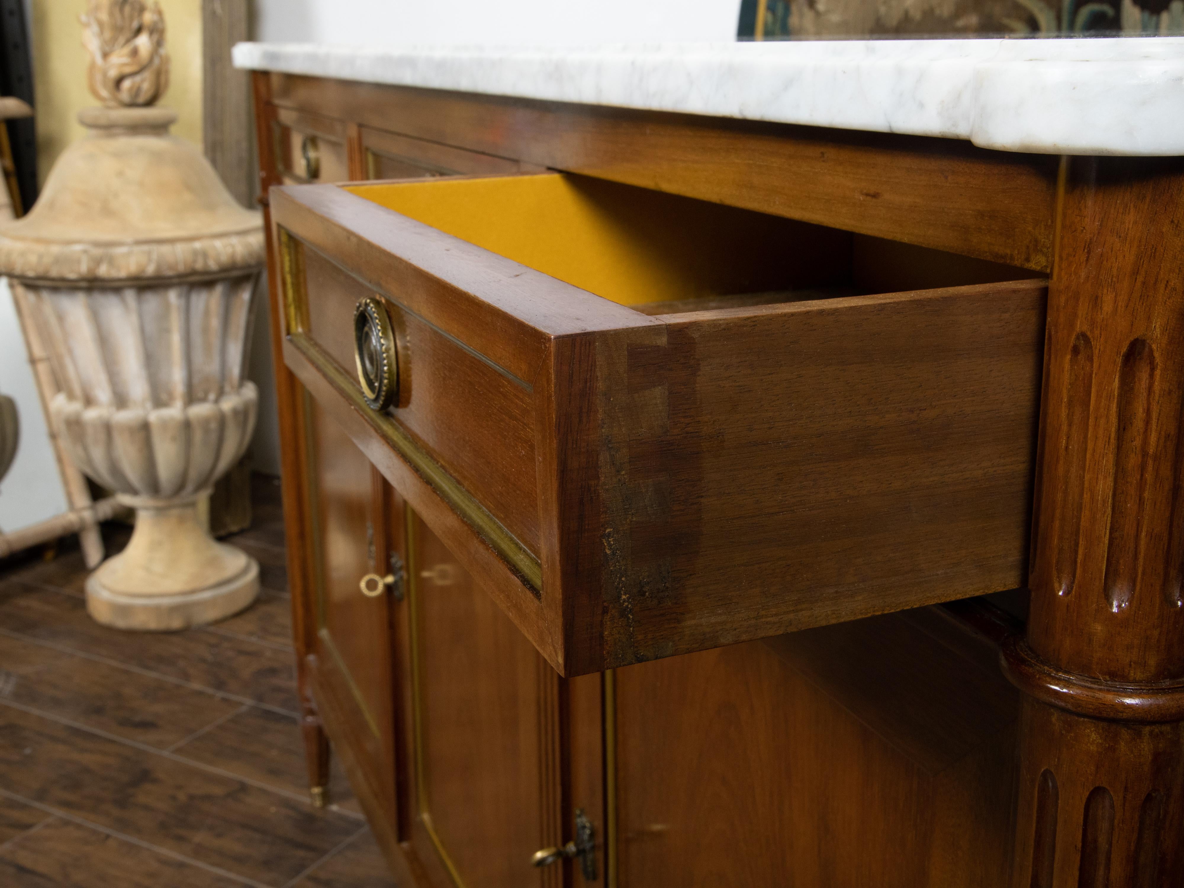French Directoire Style 19th Century Mahogany Sideboard with White Marble Top 3