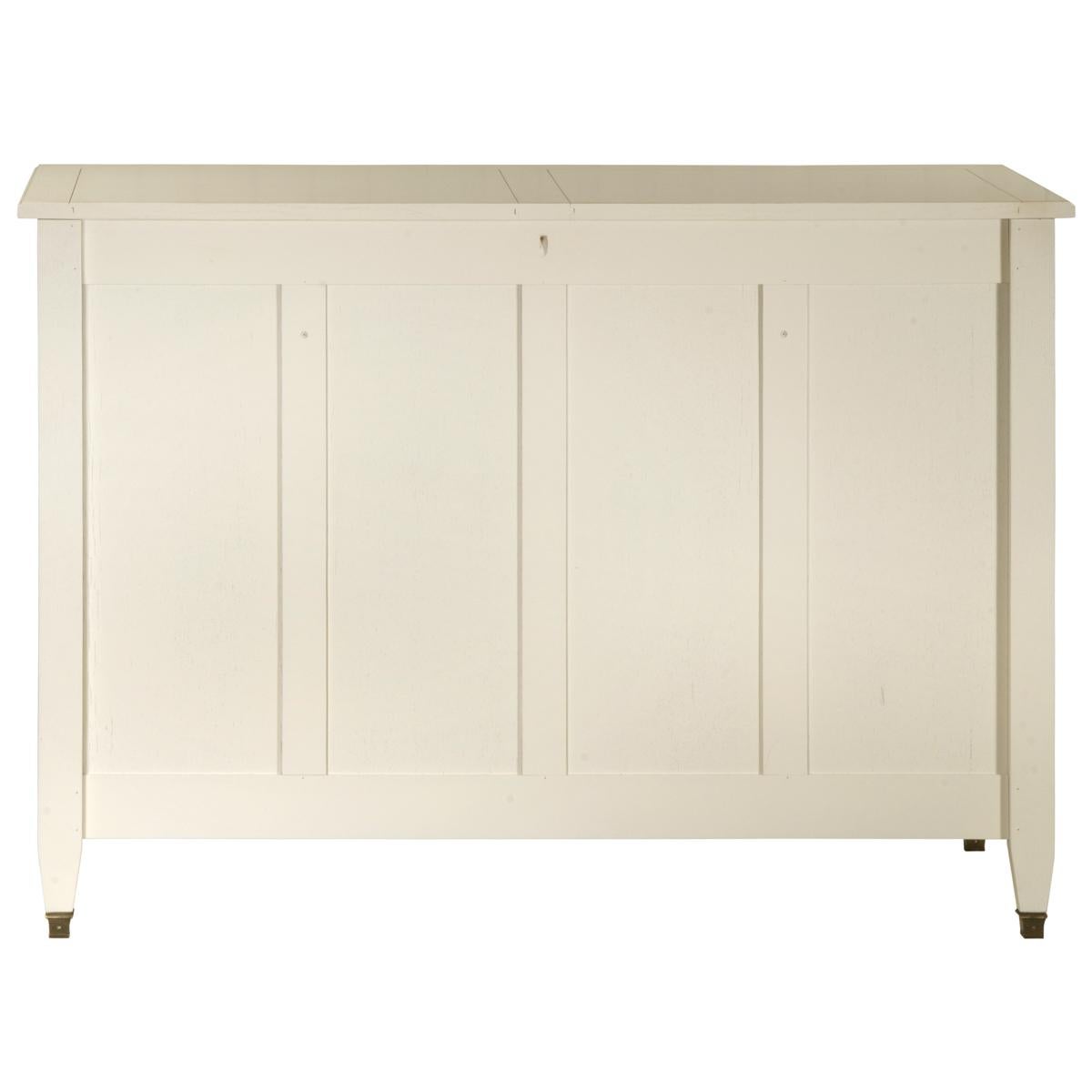 Französisches Sideboard im Directoire-Stil mit 2 Türen aus massiver Eiche, weiß-cremefarben lackiert im Angebot 6