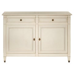 French Directoire style 2-door sideboard in solid oak, white-cream lacquered