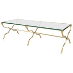Maison Jansen French Directoire Style Brass and Glass Coffee Table