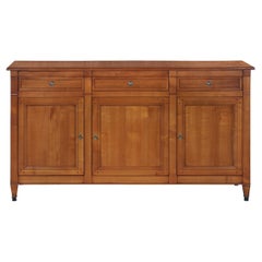 French Directoire style 3-door hand-crafted buffet in solid cherry wood