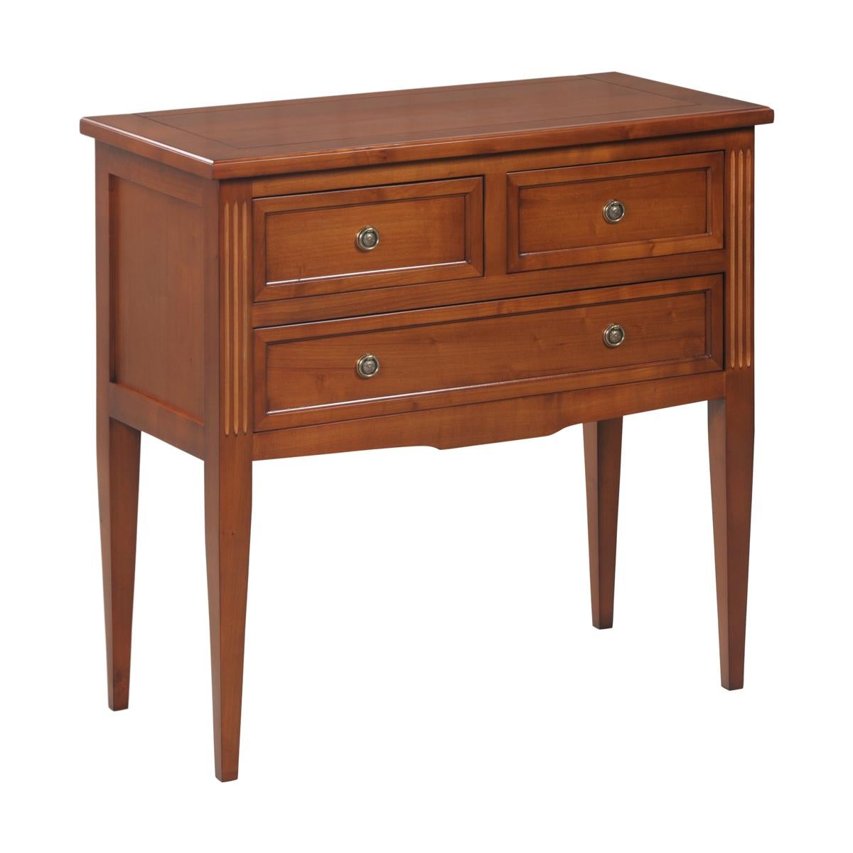 Francese Tavolo consolle a 3 cassetti in stile francese Directoire in legno di ciliegio antico tinto in vendita