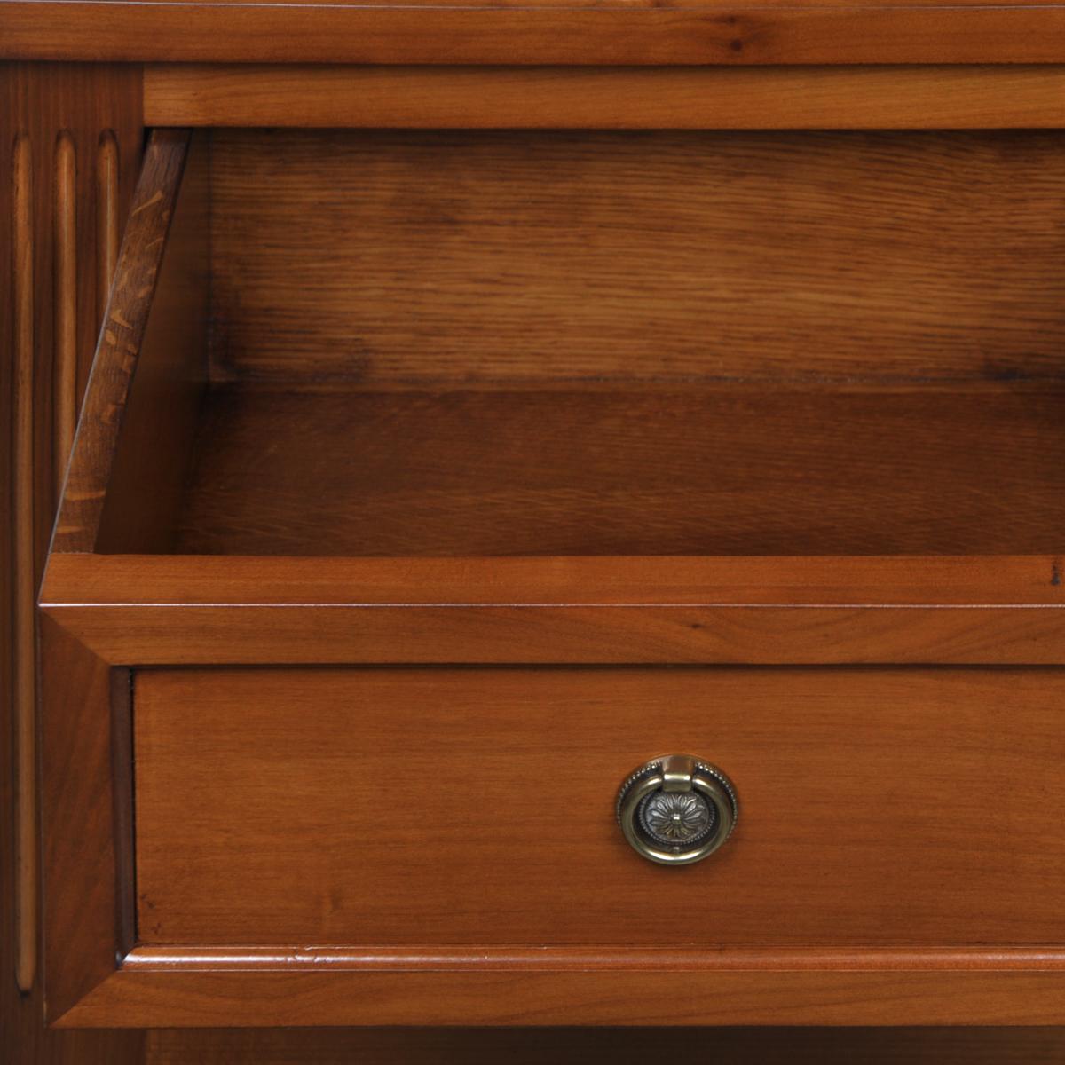 Fatto a mano Tavolo consolle a 3 cassetti in stile francese Directoire in legno di ciliegio antico tinto in vendita