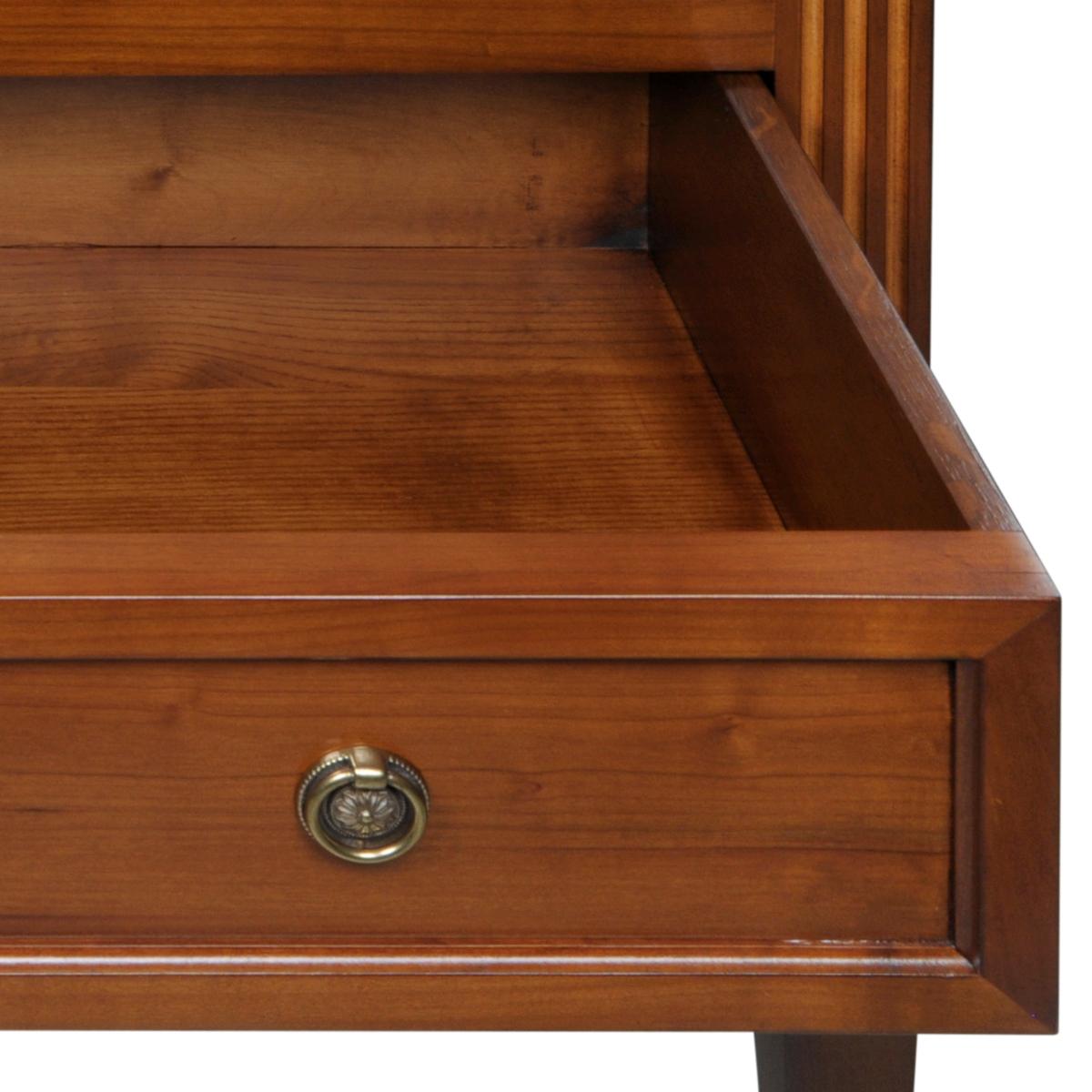 Tavolo consolle a 3 cassetti in stile francese Directoire in legno di ciliegio antico tinto In condizioni Nuovo in vendita a Landivy, FR