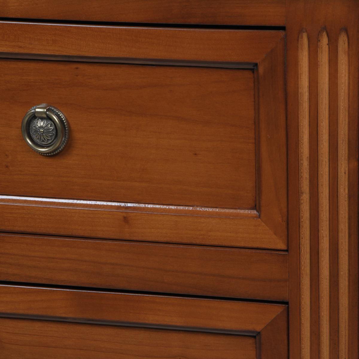 XXI secolo e contemporaneo Tavolo consolle a 3 cassetti in stile francese Directoire in legno di ciliegio antico tinto in vendita