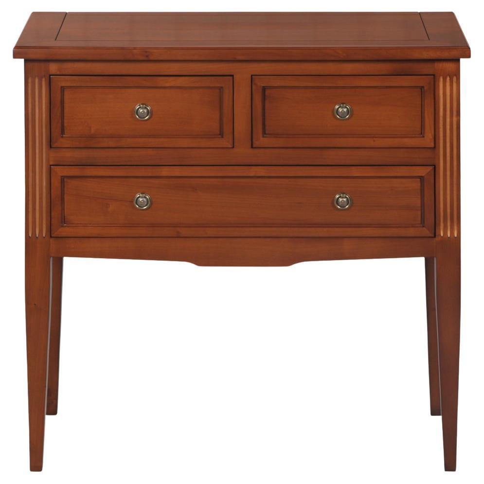 Mesa Consola de 3 Cajones Estilo Directoire Francés Madera de Cerezo Antiguo Teñida