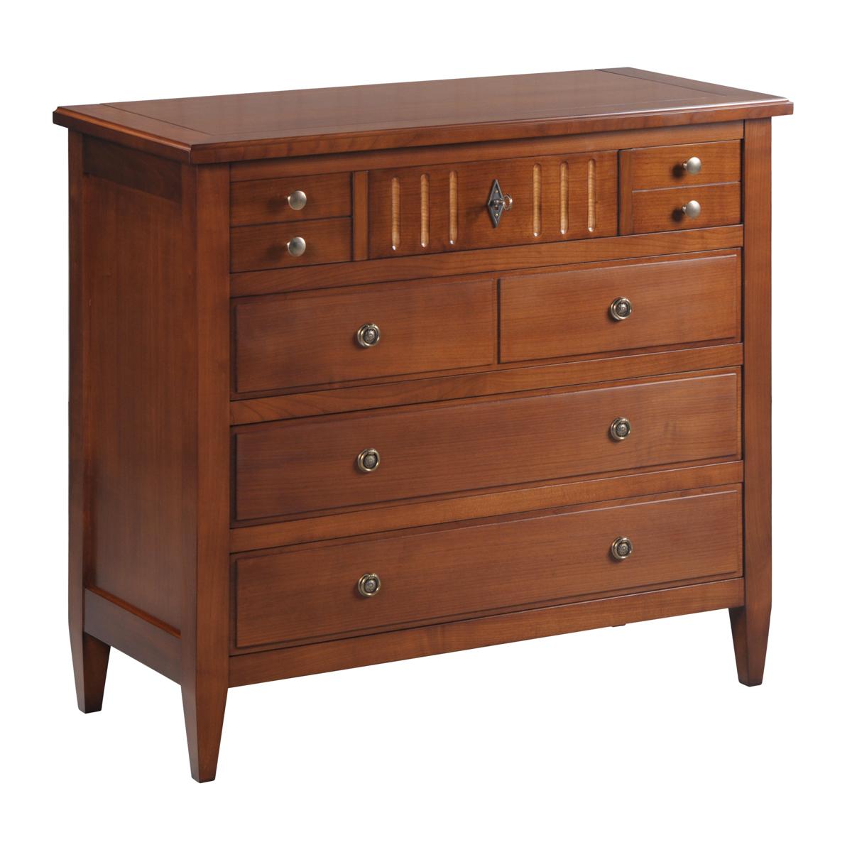 Cassettiera a 4 cassetti in stile francese Directoire in legno massiccio di ciliegio - Commodinette in vendita 4