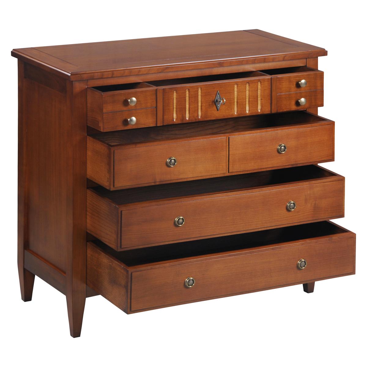 Direttorio Cassettiera a 4 cassetti in stile francese Directoire in legno massiccio di ciliegio - Commodinette in vendita