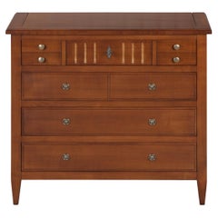 Cassettiera a 4 cassetti in stile francese Directoire in legno massiccio di ciliegio - Commodinette