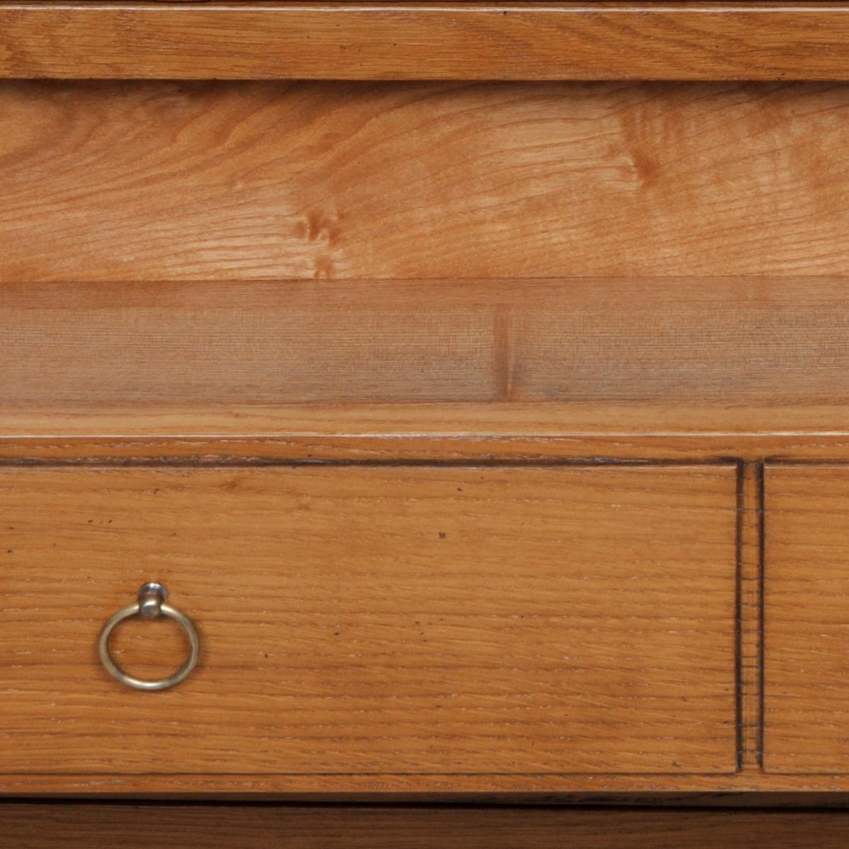 Brass French Directoire Style 4-drawer Chest - Commode in solid oak For Sale