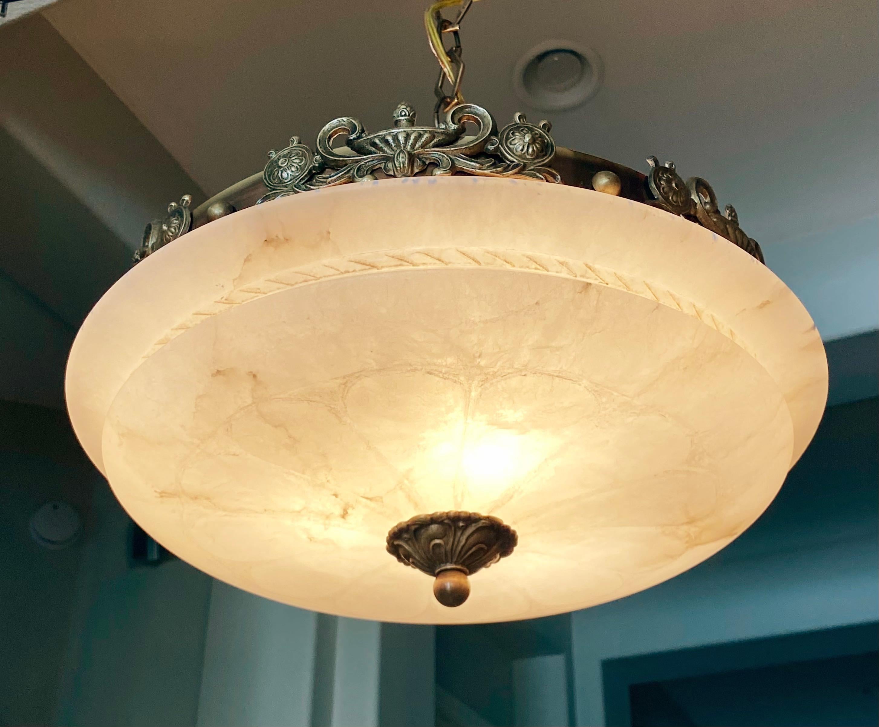 French Directoire Style Alabaster Chandelier Pendant Light 3