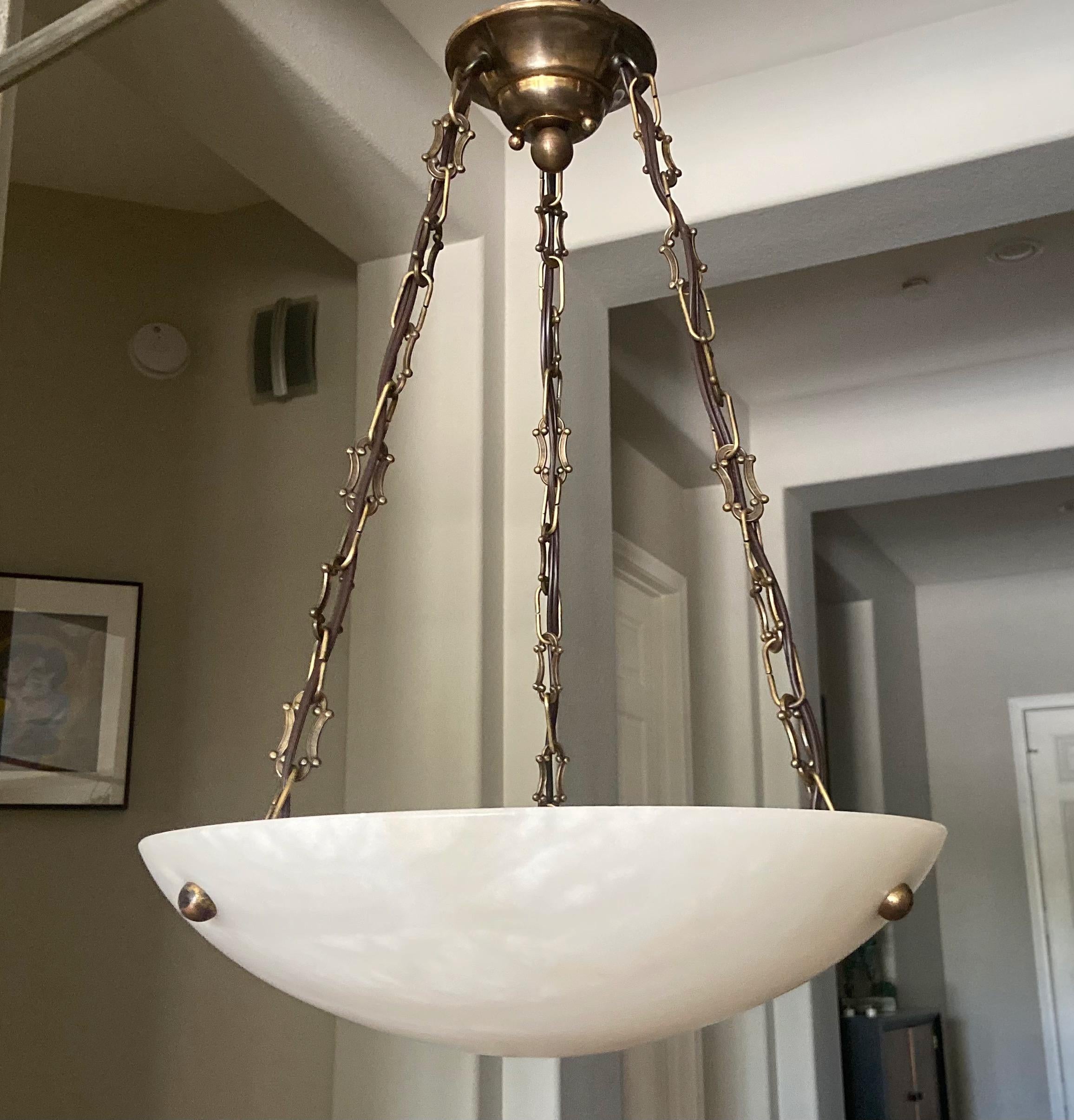 French Directoire Style Alabaster Chandelier Pendant Light 4