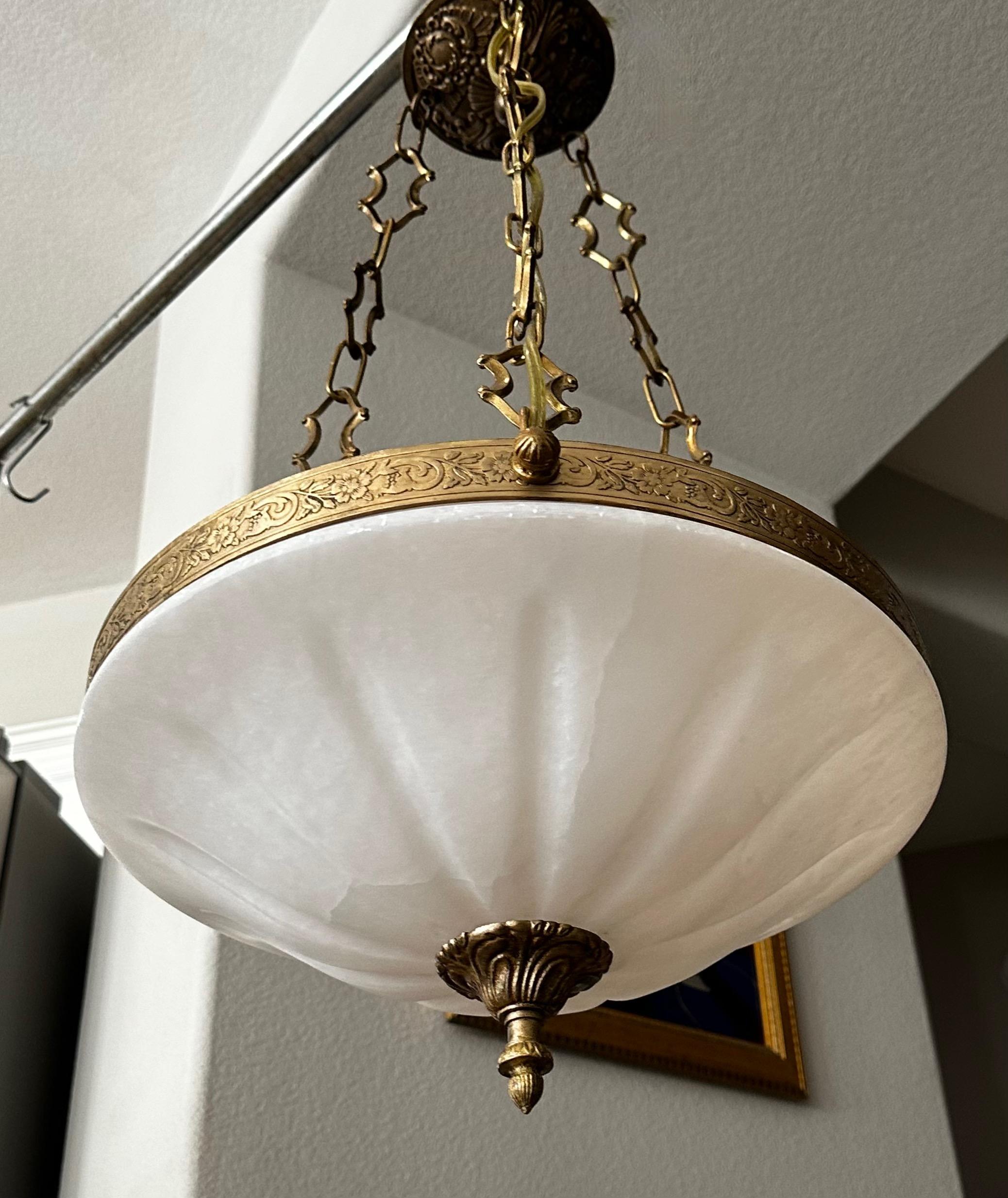 French Directoire Style Alabaster Chandelier Pendant Light 4