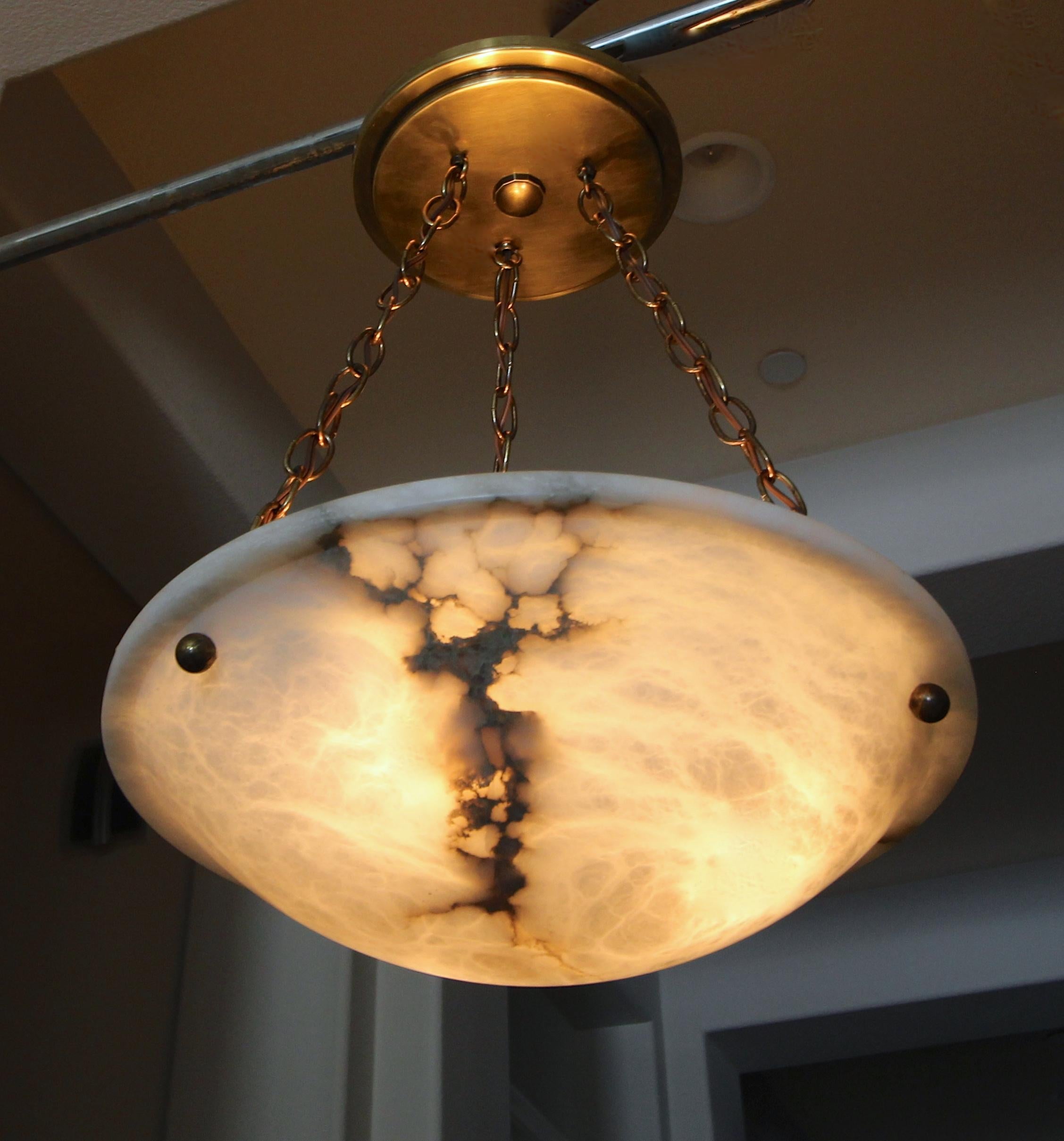 French Directoire Style Alabaster Chandelier Pendant Light 5