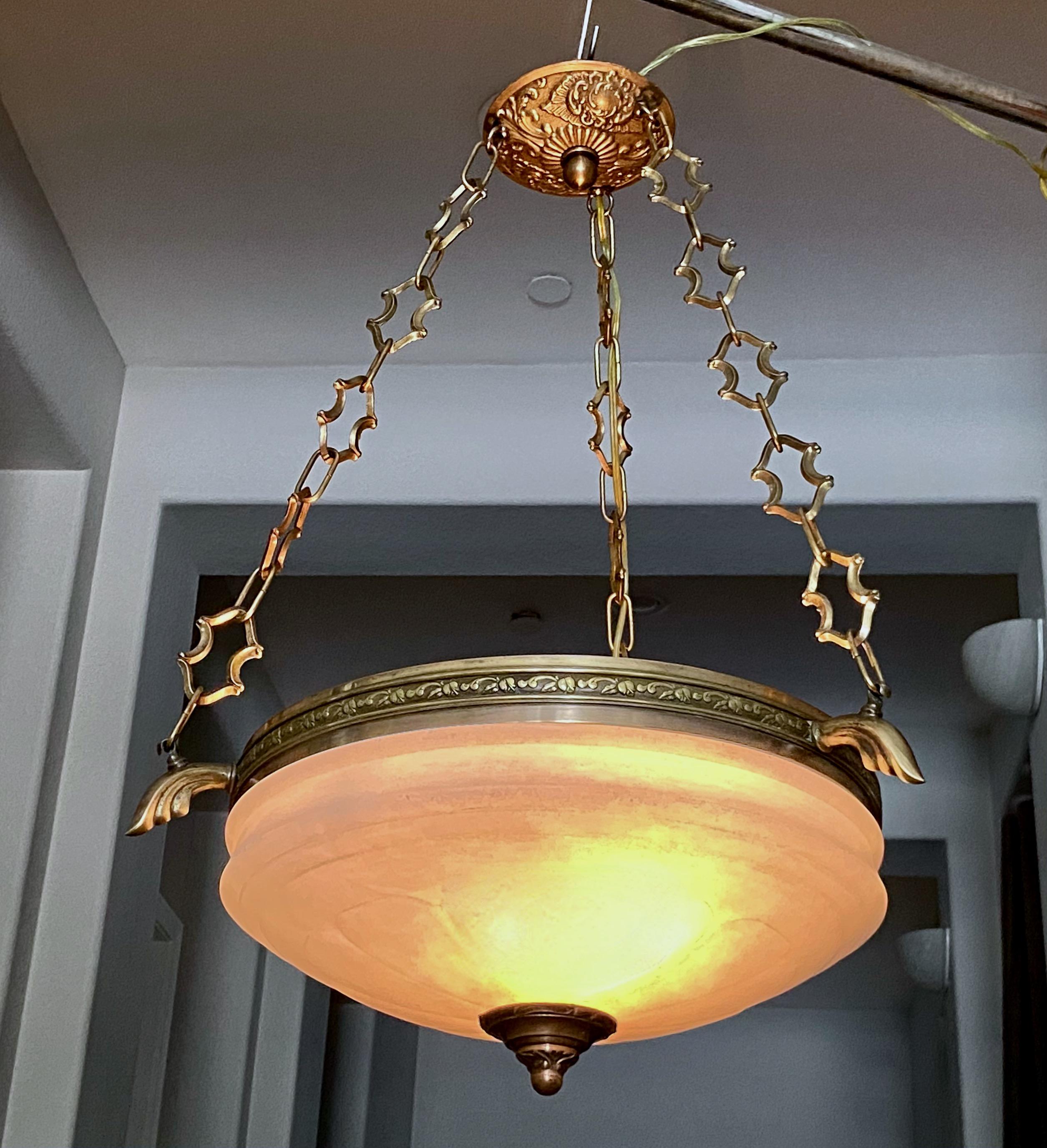 French Directoire Style Alabaster Chandelier Pendant Light 2