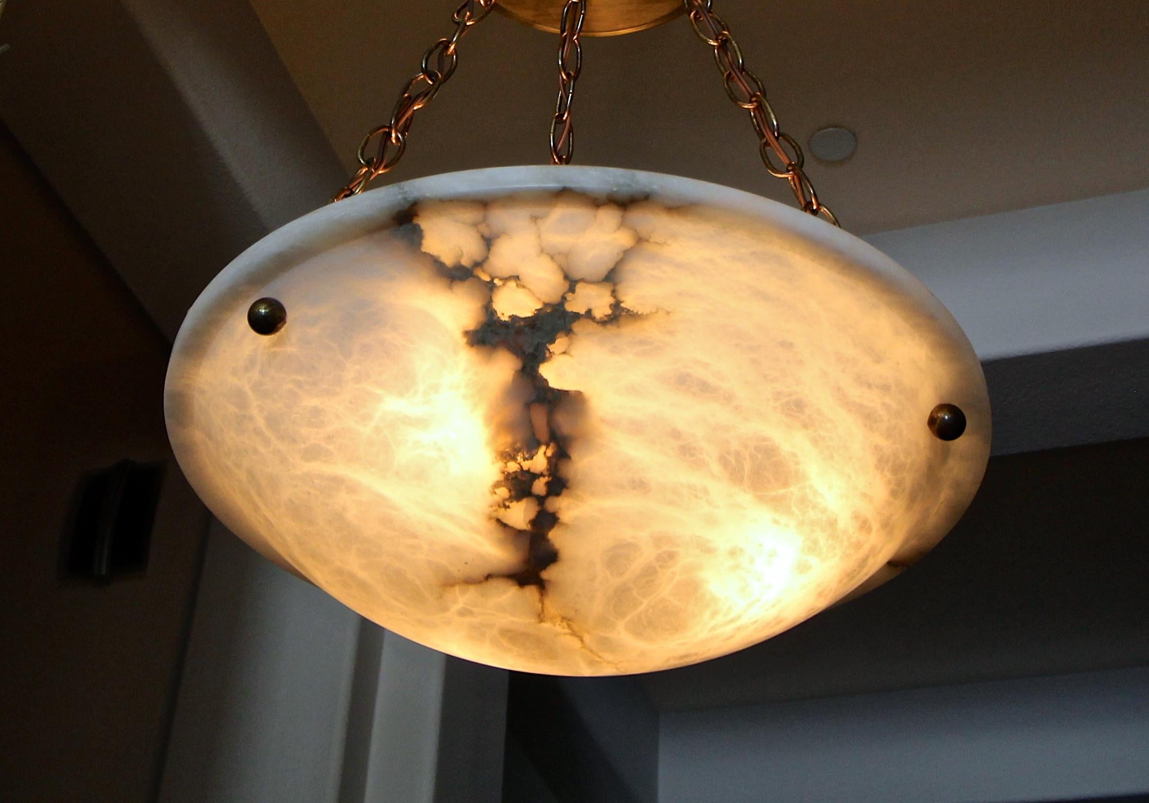 French Directoire Style Alabaster Chandelier Pendant Light 7